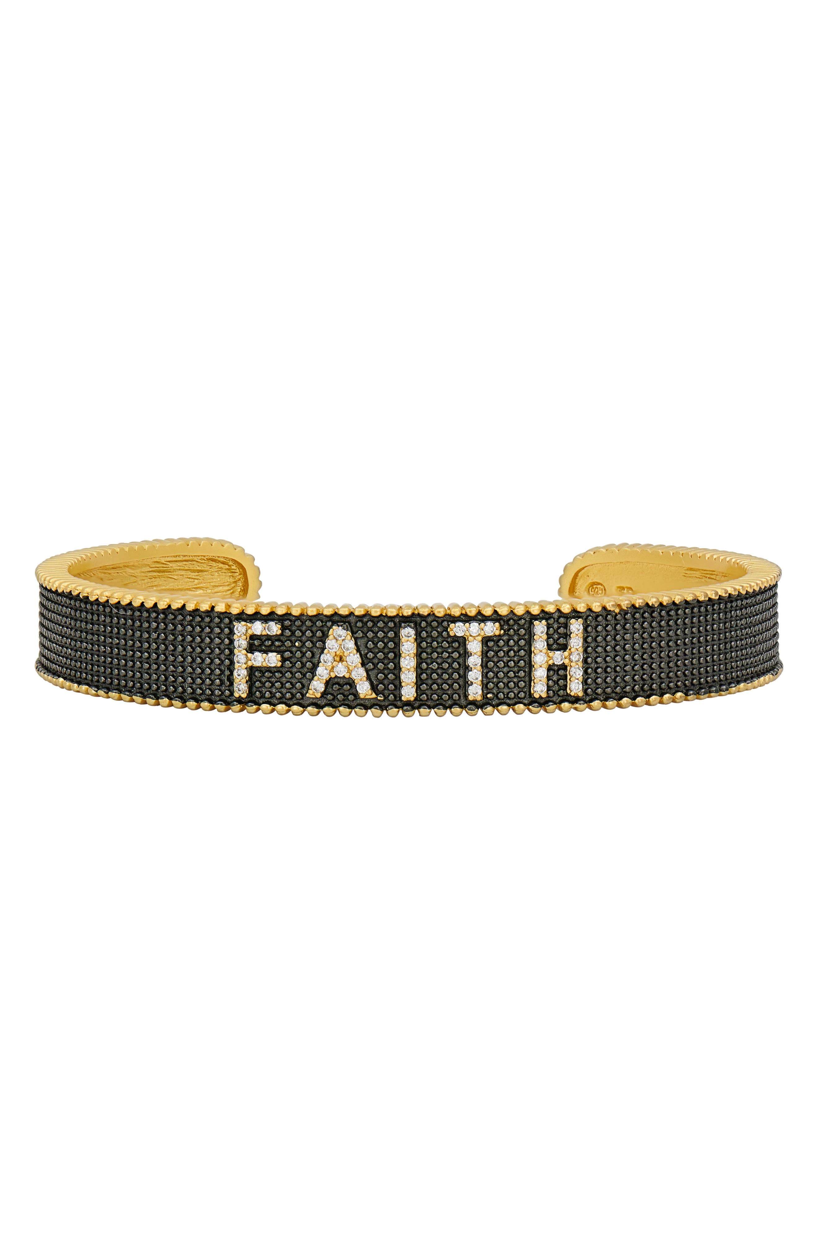 FREIDA ROTHMAN Pave Faith Cuff Bracelet in Gold And Black at Nordstrom -  YRZB080219B