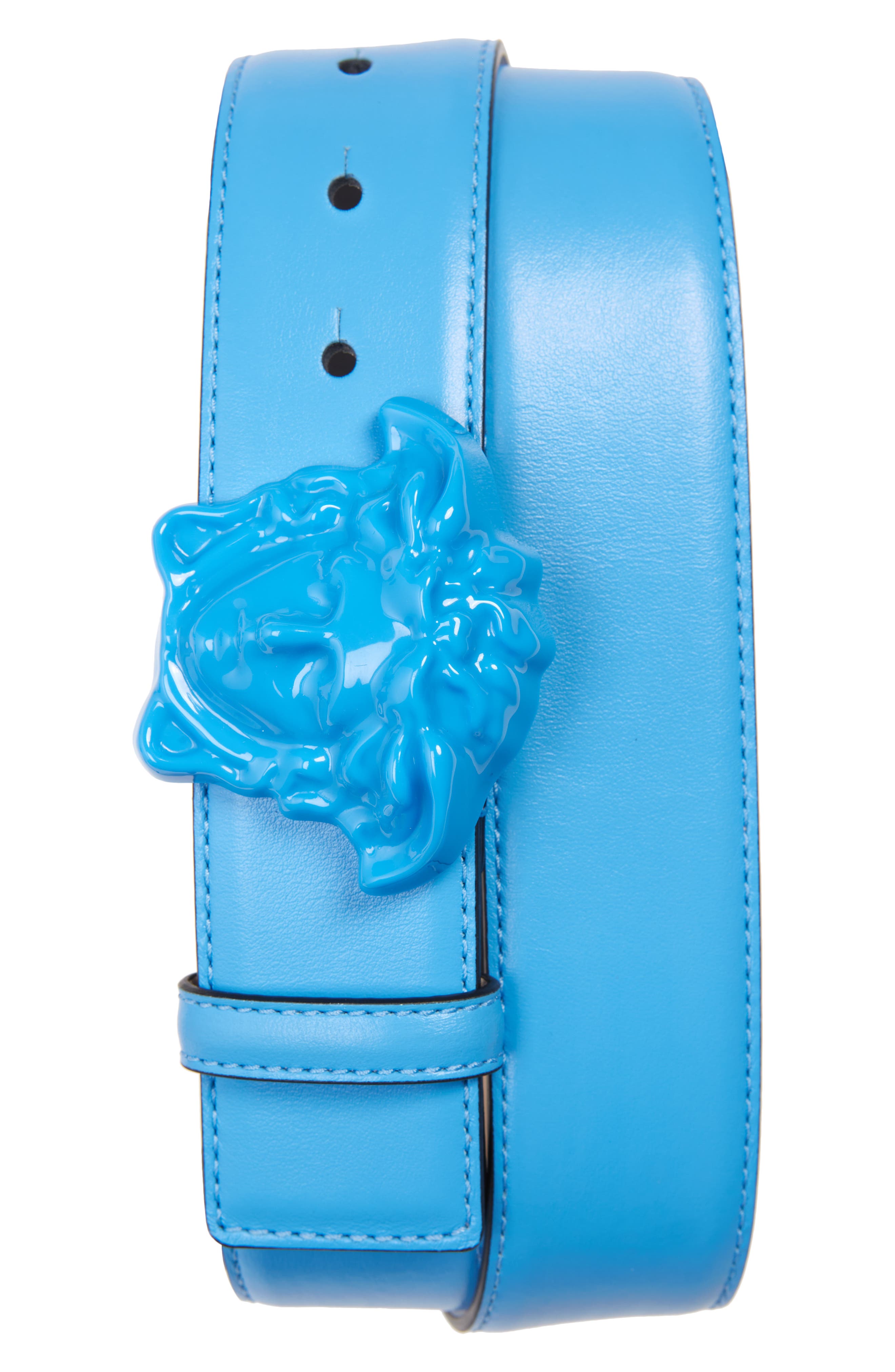 light blue versace belt