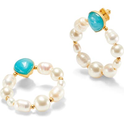 Kate Spade New York Freshwater Pearl & Jade Hoop Earrings