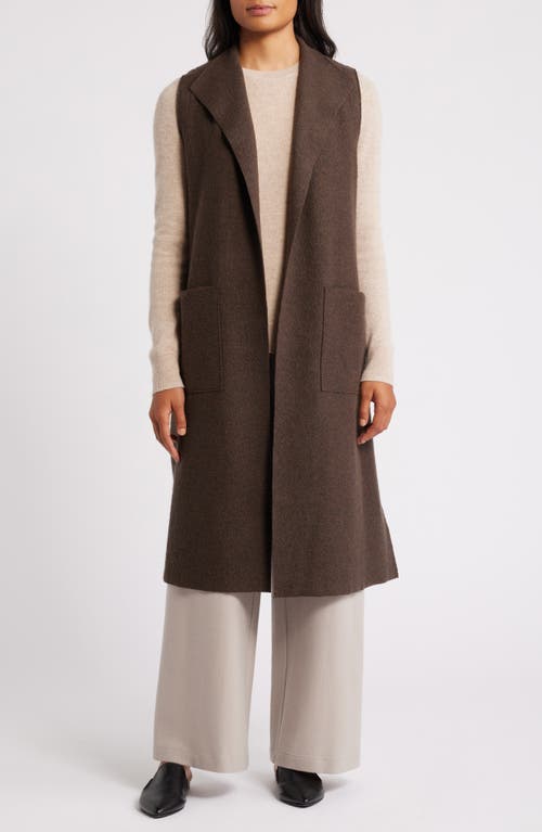 Shop Eileen Fisher Longline Wool Vest In Wren