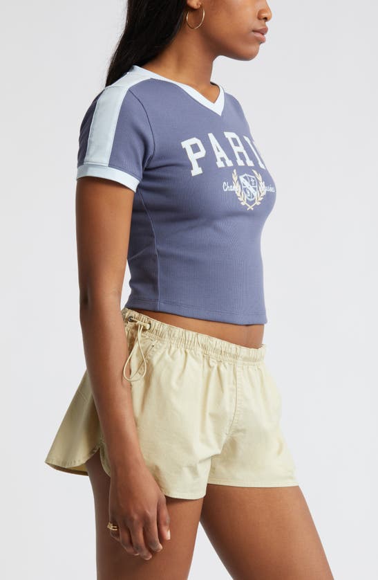 Shop Bp. Varsity V-neck Graphic T-shirt In Blue Shadow Paris