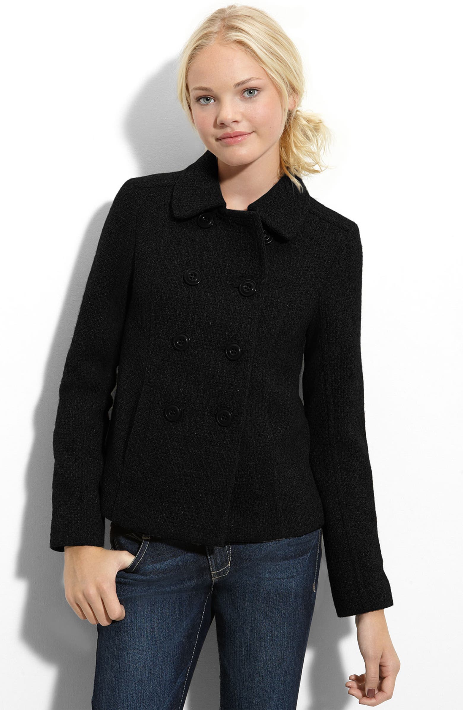 Frenchi® A-Line Peacoat (Juniors) | Nordstrom