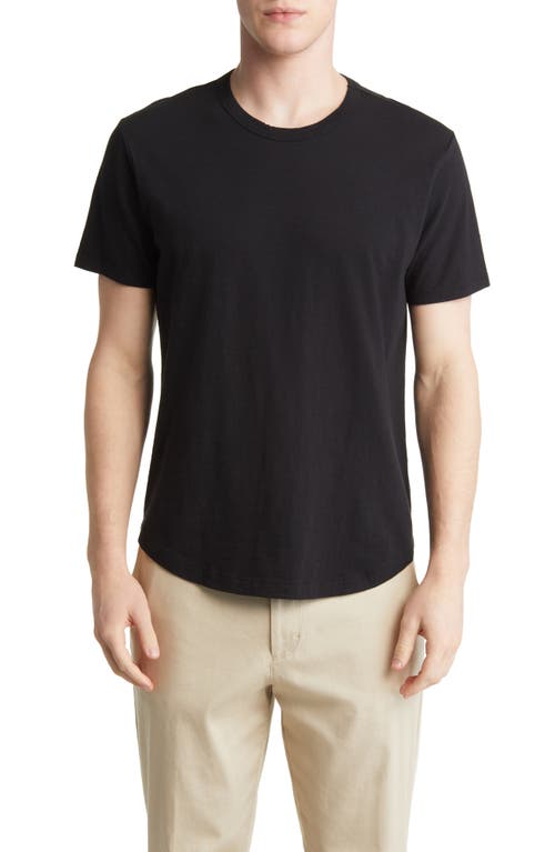 Curve Hem Cotton Slub T-Shirt in Black