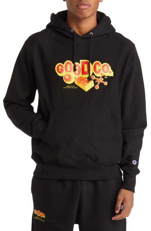 THE GOOD COMPANY Game Cotton Blend Graphic Hoodie in Black
