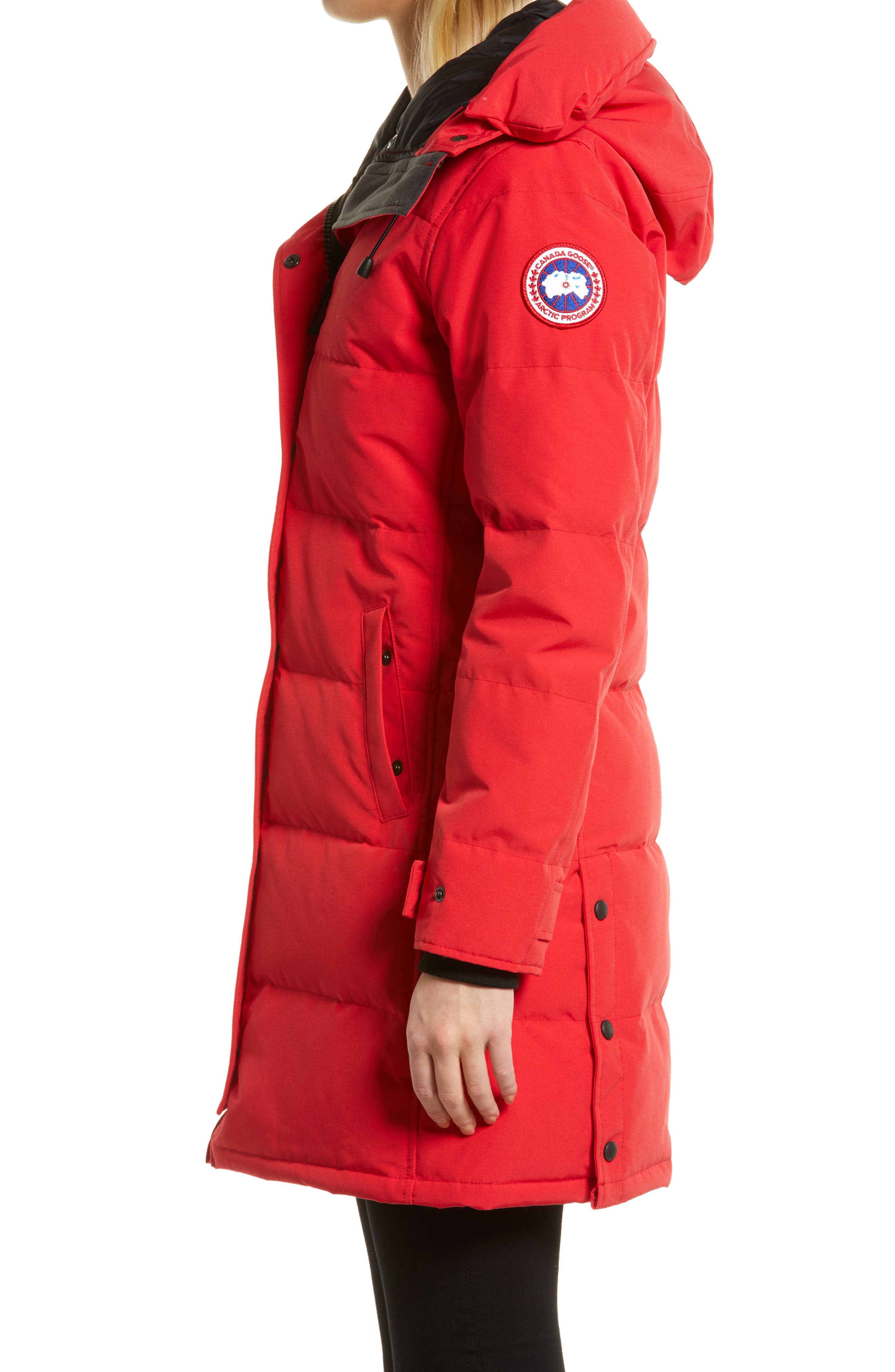 red canada goose bubble jacket