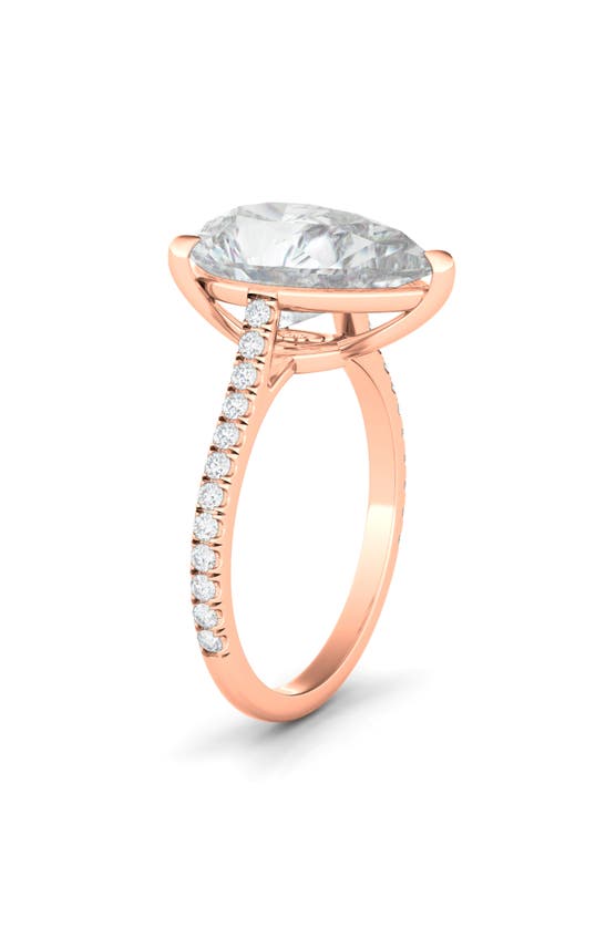 Hautecarat Everyday By Pear Cut & Pavé Lab Created Diamond 18k Gold Ring In 18k Rose Gold