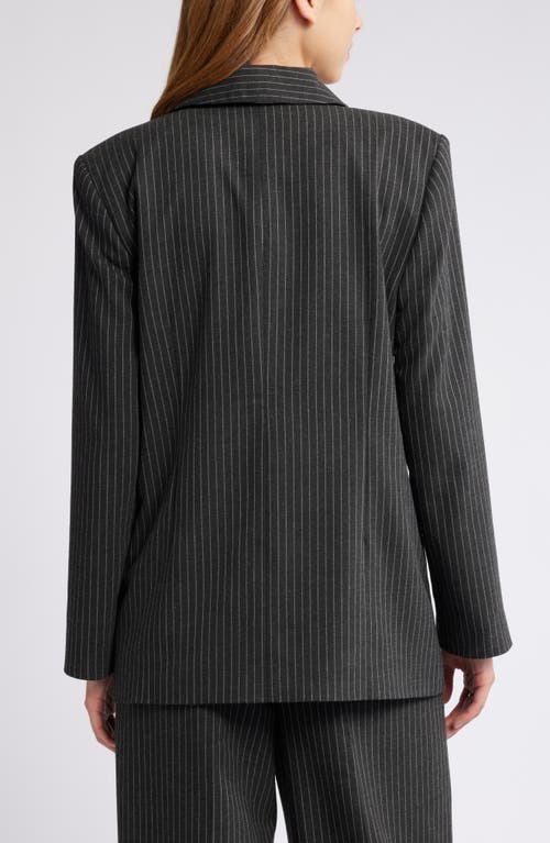 Shop Open Edit Pinstripe Longline Blazer In Grey Dark Charcoal Stripe