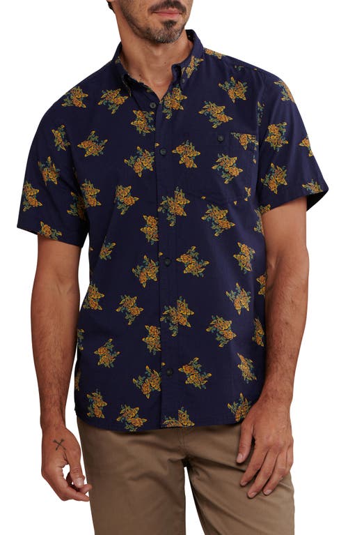 Mattock II Organic Cotton Button-Up Shirt in Dark Indigo Bouquet Print