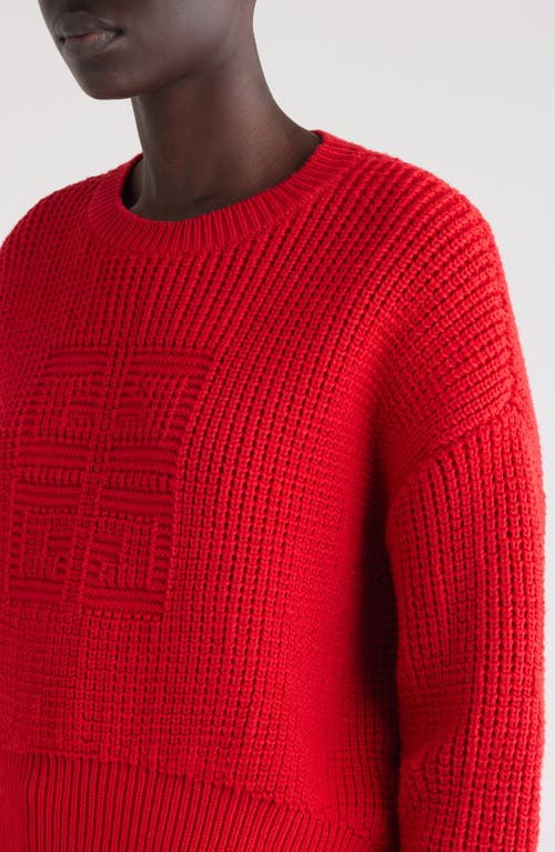 Shop Givenchy 4g Logo Waffle Knit Wool Sweater In Red