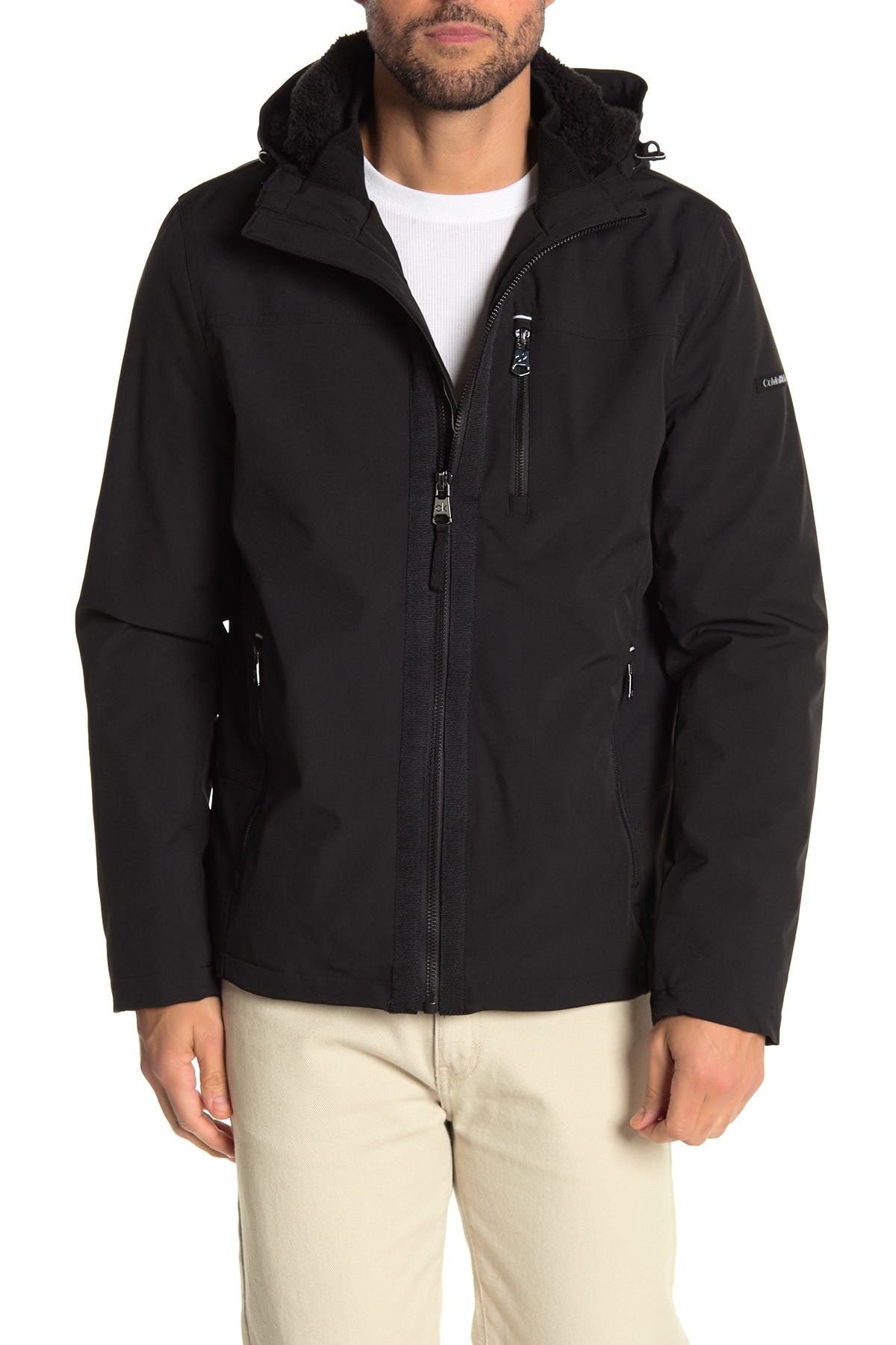 calvin klein soft shell hooded jacket