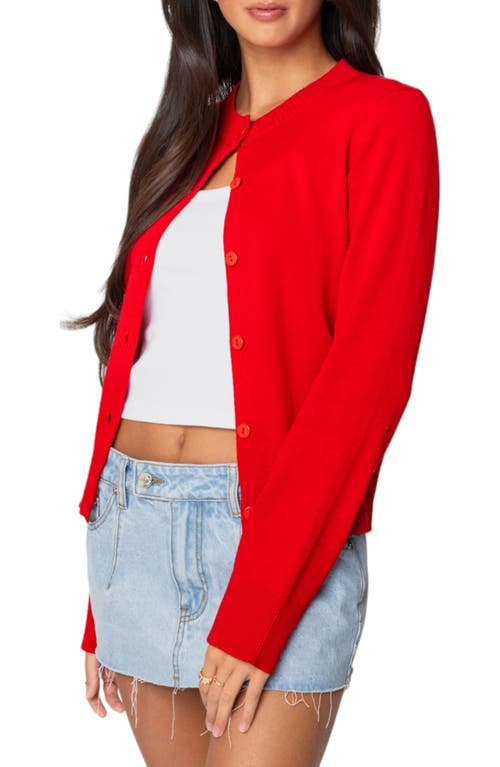 Edikted Hollie Cotton Cardigan In Red