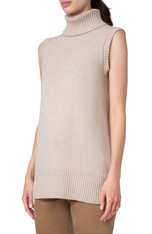 Shop Akris Punto Sleeveless Wool & Cashmere Turtleneck Tunic Sweater In Beige