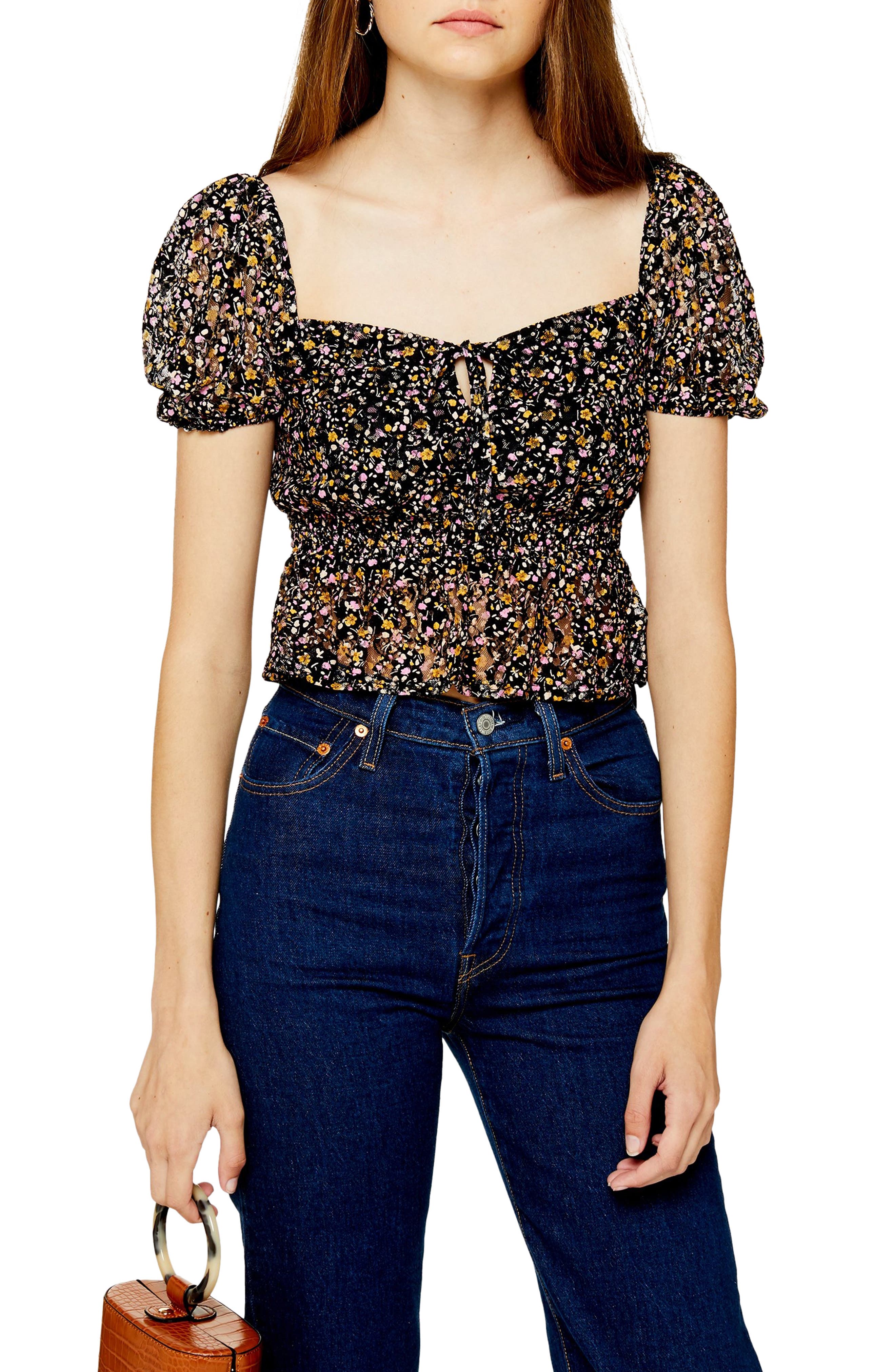topshop floral crop top