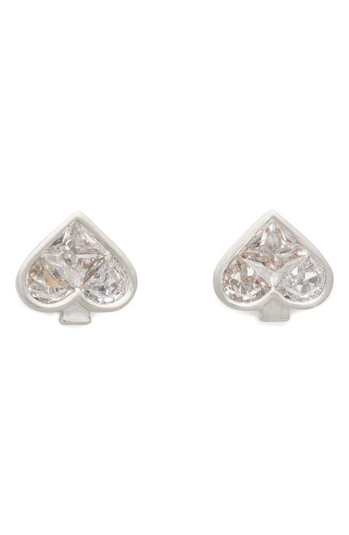 Kate Spade Colored Cubic Zirconia Spade Stud Earrings In Clear/silver