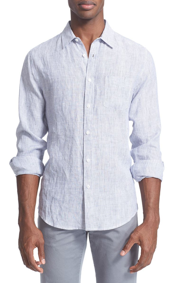 ONIA 'Abe' Trim Fit Stripe Linen Shirt | Nordstrom