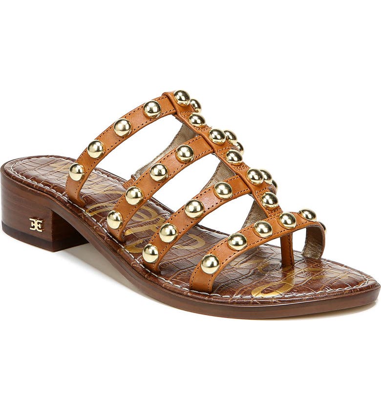 SAM EDELMAN Juniper Studded Gladiator Slide Sandal, Main, color, SPICED CLAY LEATHER