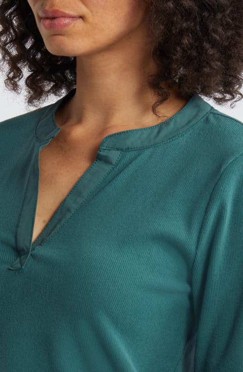 Wit & Wisdom Split Neck Top In Posy Green