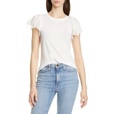 Rebecca Taylor Eyelet Sleeve Top, White