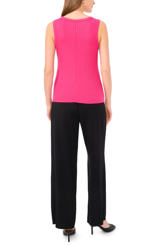 Halogen Fitted Ribbed Tank Top In Pink Peacock