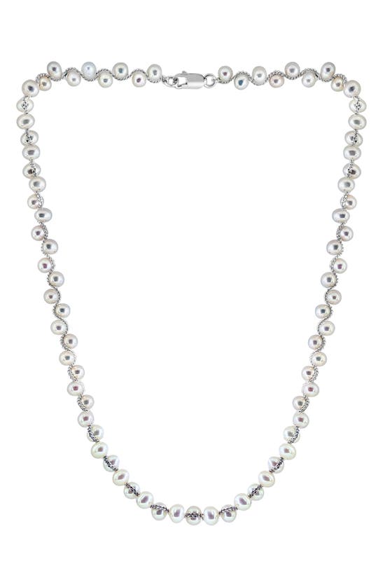 Effy Sterling Silver Freshwater Pearl Necklace In Metallic