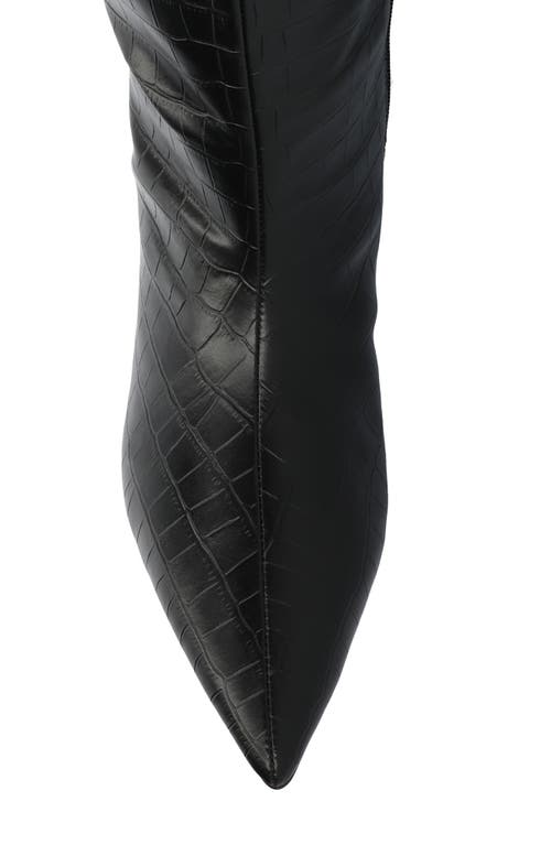 Journee Collection Tullip Kitten Heel Boot In Croco/black