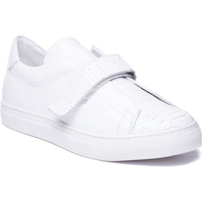 Jared Lang Sergio Laceless Strapped Sneaker, White