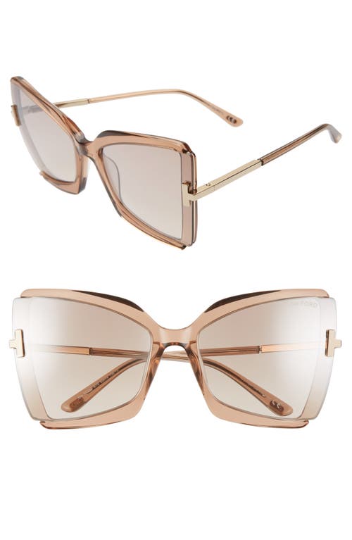 UPC 889214095374 product image for TOM FORD Gia 63mm Oversize Butterfly Sunglasses in Rose Champagne/Brown at Nords | upcitemdb.com