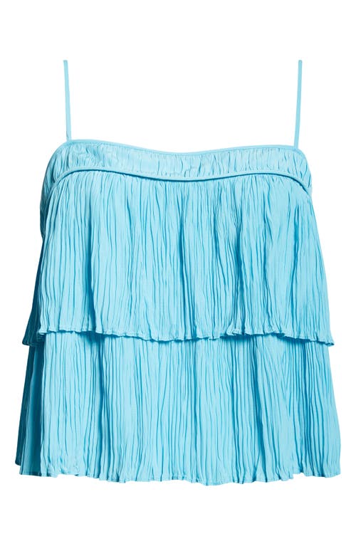 Shop Ramy Brook Eula Tiered Pleated Ruffle Camisole In Isola Blue