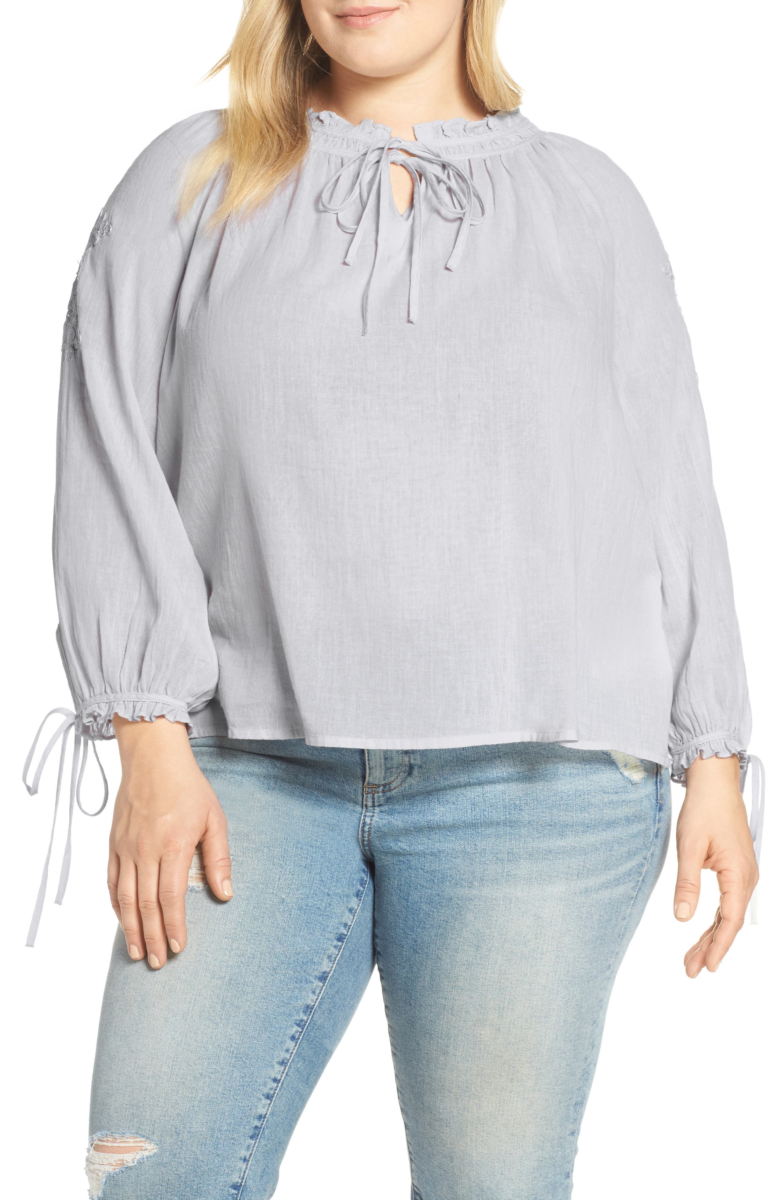 lucky brand women's embroidered top