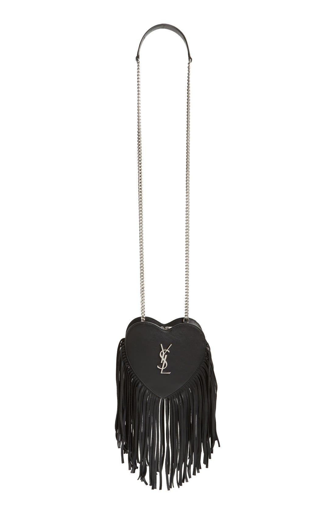 Saint Laurent 'Small Heart' Fringe Leather Crossbody Bag Nordstrom
