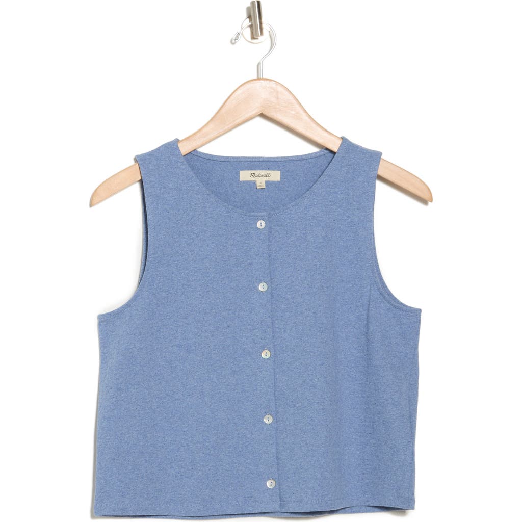 Madewell Bacopa Button Front Tank Top In Heather Blue