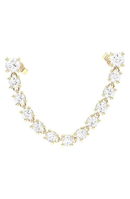 HauteCarat Lab Created Diamond Rope Chain Single Earring with Two Round Studs in 18K Gold at Nordstrom