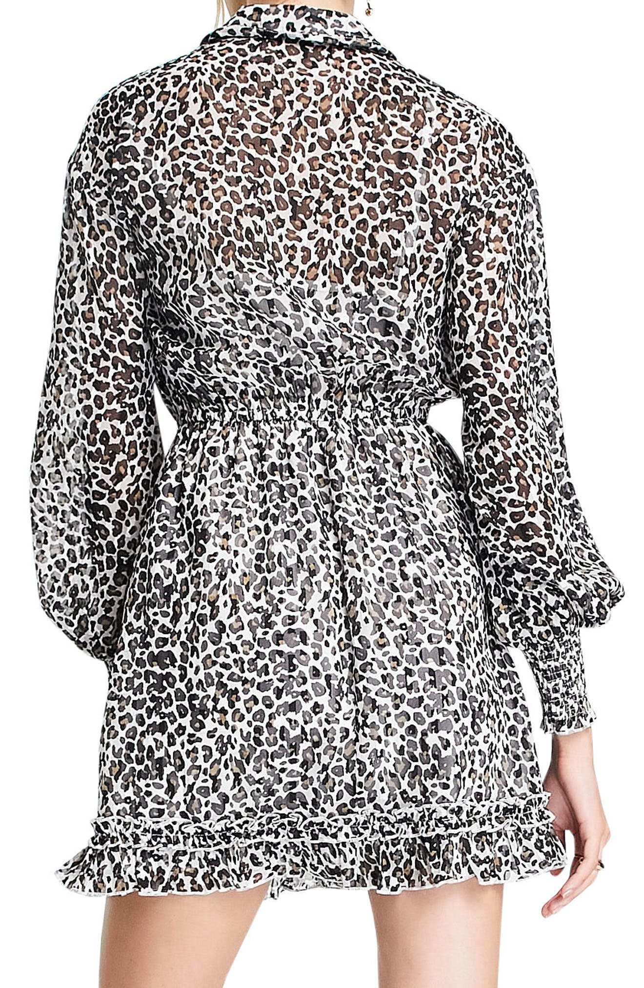 ASOS DESIGN Leopard Print Ruffle Long 