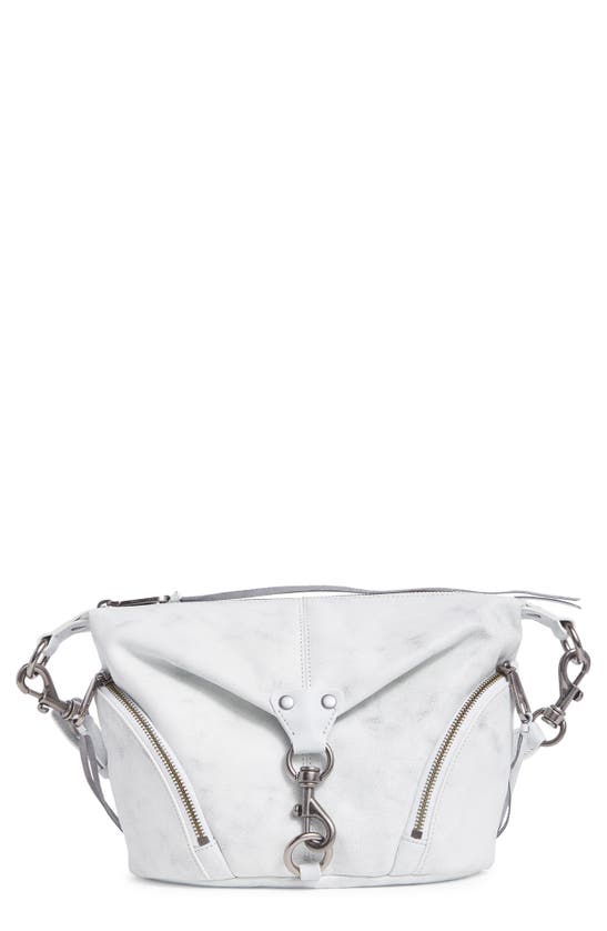 Shop Rebecca Minkoff Small Julian Leather Crossbody Bag In White-grey