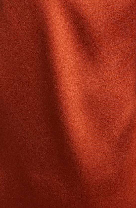 Shop Vince Drape Neck Flutter Sleeve Silk Top In Rust Amber