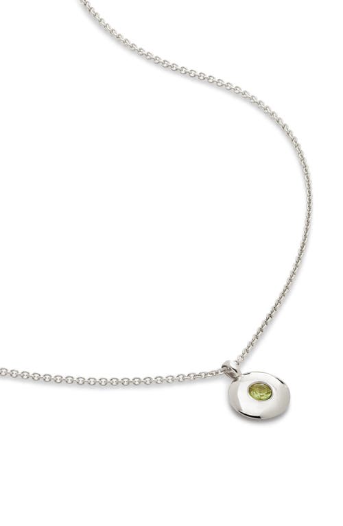 Monica Vinader August Birthstone Peridot Pendant Necklace in Sterling Silver at Nordstrom