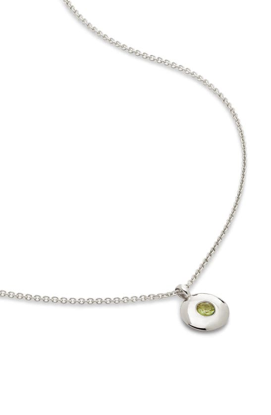 Shop Monica Vinader August Birthstone Peridot Pendant Necklace In Sterling Silver
