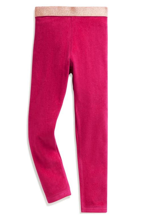 Mini Boden Kids' Velour Leggings In Candy Cane Red