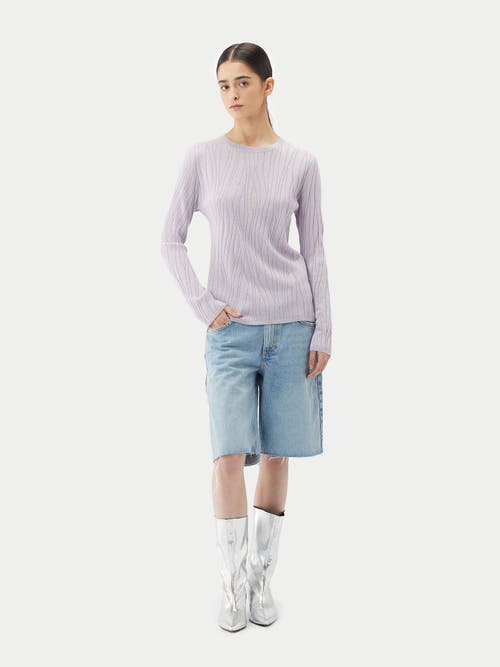 Gobi Mongolian Cashmere Cashmere Silk Sweater With Silver Threading In Orchid Tint