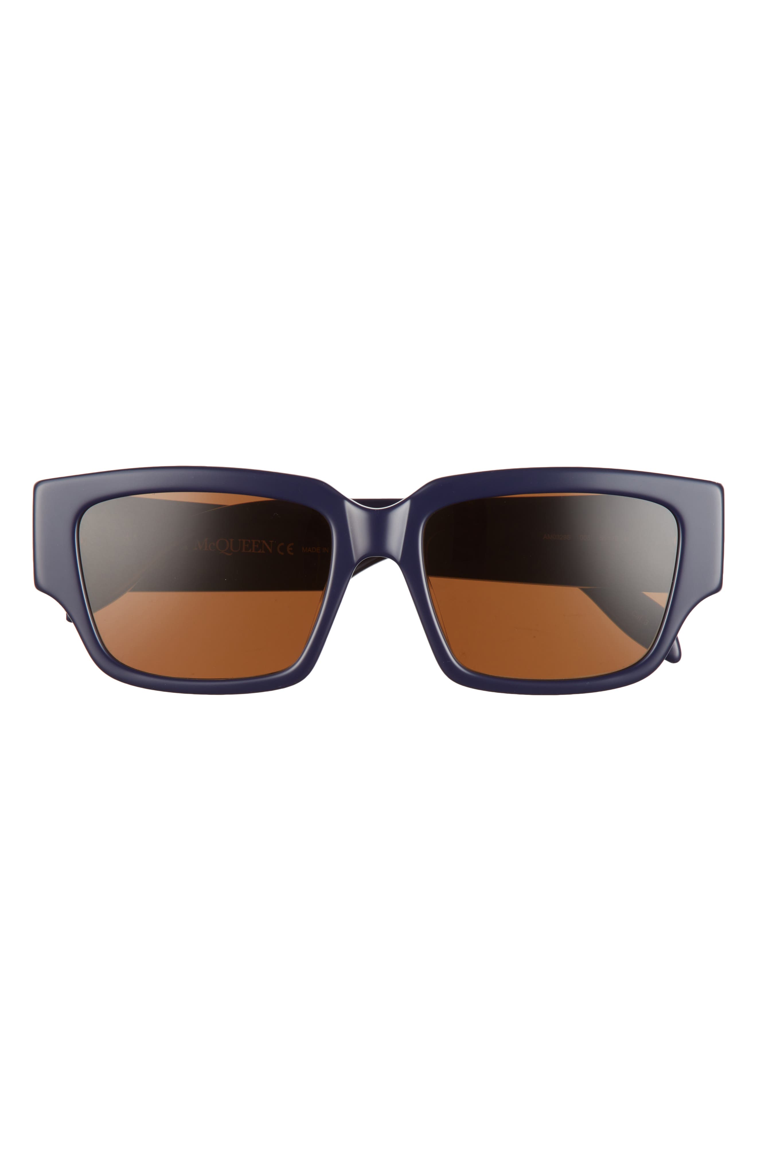 Alexander McQueen 56mm Rectangle Sunglasses in Blue at Nordstrom
