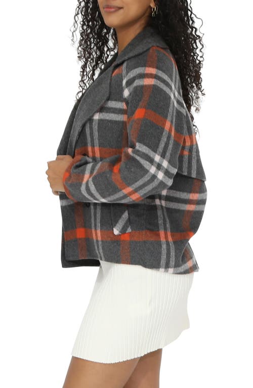 Belle & Bloom I'm Yours Wool Blend Peacoat In Charcoal Plaid