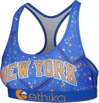 Women's Ethika Blue New York Knicks Racerback Sports Bra
