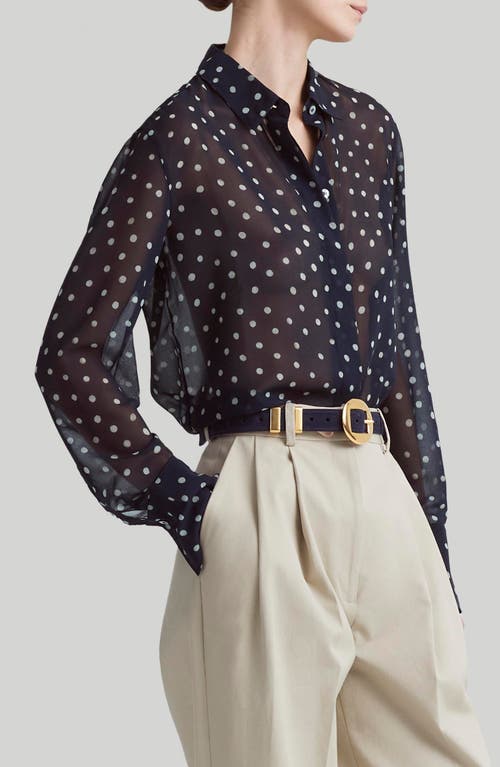 Shop Altuzarra Chika Polka Dot Silk Button-up Shirt In Nocturne Blue