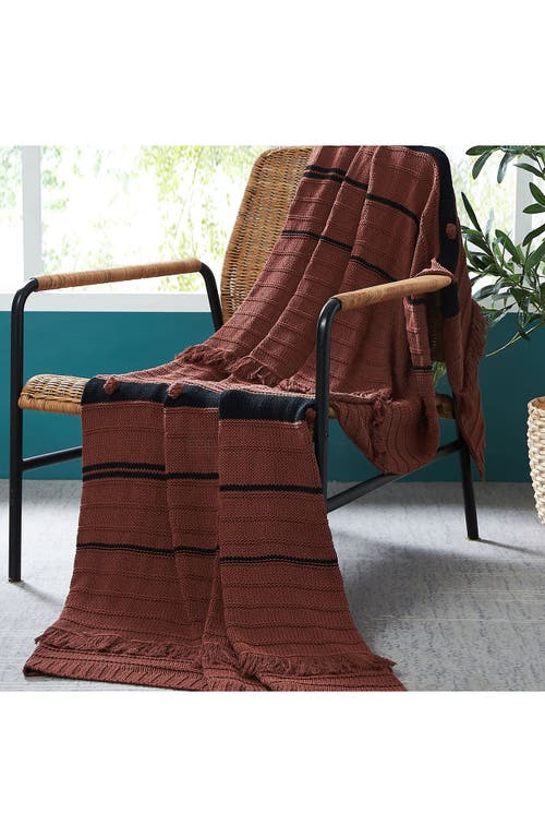 Modern Threads Cable Knit Throw Blanket In Nutmeg/black