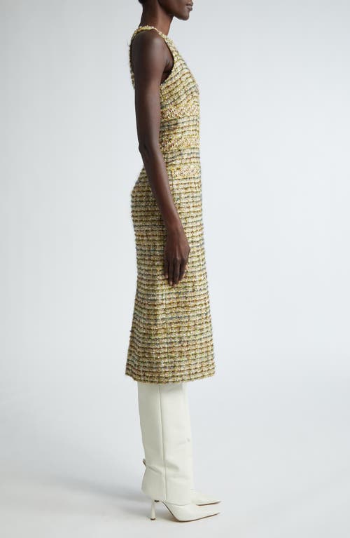 St John St. John Collection Sleeveless Metallic Tweed Sheath Dress In Cypress/moss Multi