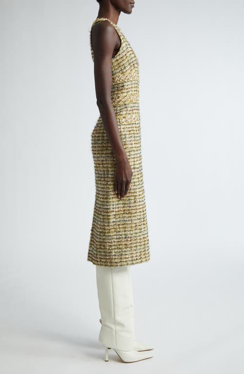 Shop St John St. John Collection Sleeveless Metallic Tweed Sheath Dress In Cypress/moss Multi