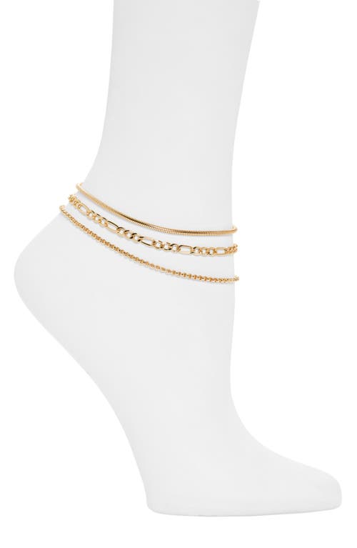Set of 3 Chain Anklets in Gold