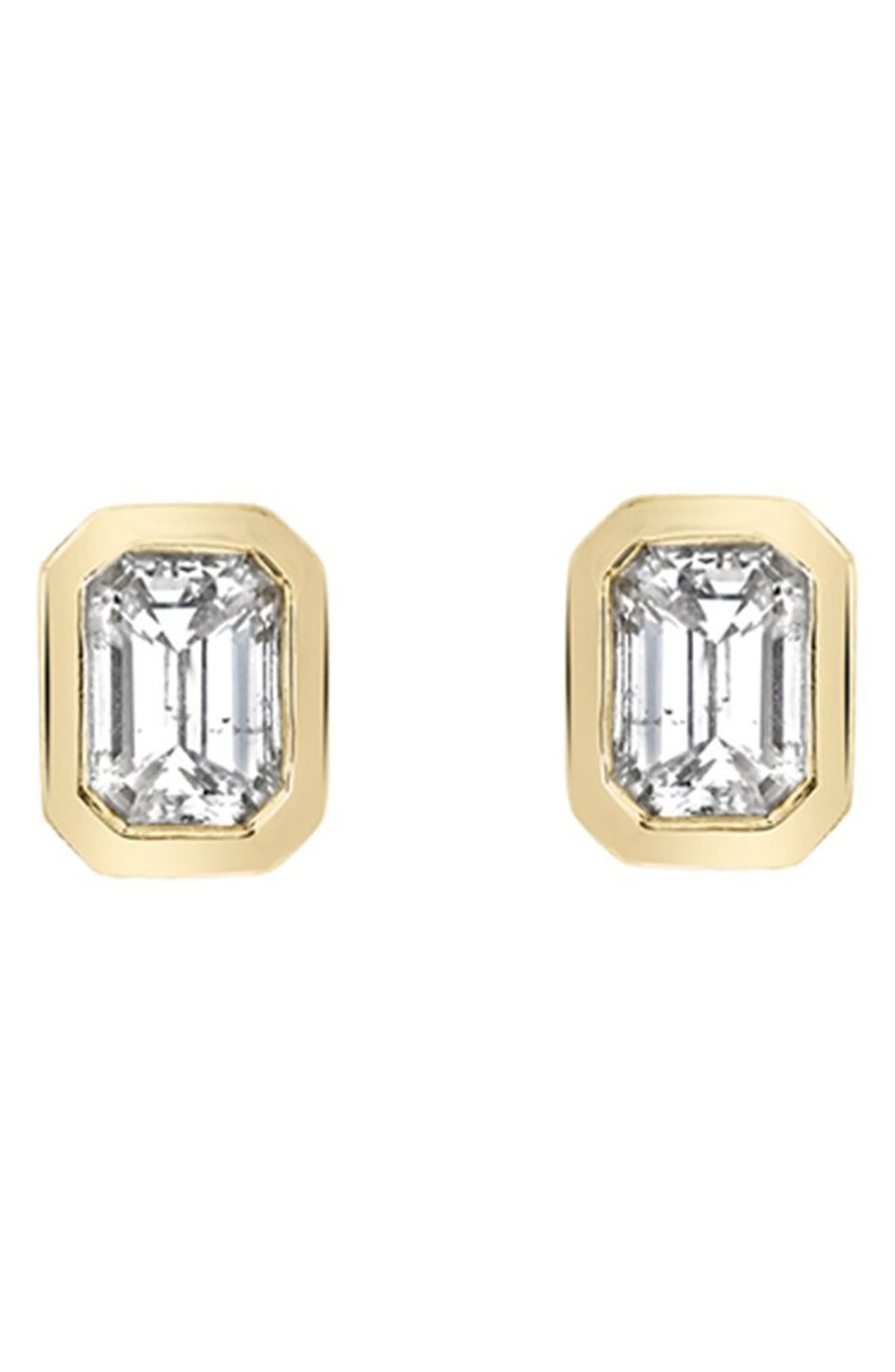 Ron Hami 14k Gold Emerald Cut Diamond Stud Earrings In Yellow Gold ...