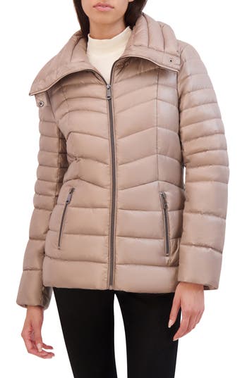 Kenneth Cole New York Core Chevron Quilted Jacket In Khaki