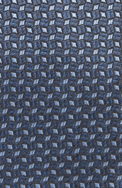 Shop Canali Neat Geometric Silk Tie In Dark Blue